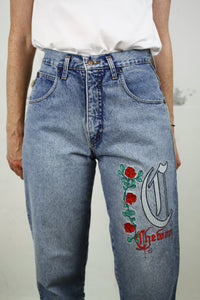 90s Mom-Jeans bestickt (Vintage)