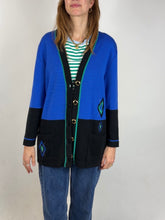 Laden Sie das Bild in den Galerie-Viewer, Vintage Cardigan blau 80er/90er
