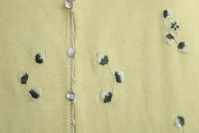 Laden Sie das Bild in den Galerie-Viewer, Vintage Strickjacke kurzarm Blumen gelb