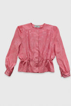 Laden Sie das Bild in den Galerie-Viewer, Vintage Bluse Federmuster pink