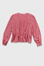 Laden Sie das Bild in den Galerie-Viewer, Vintage Bluse Federmuster pink