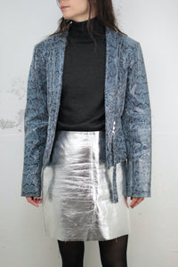 ♥︎ Blaue Schlangenmuster Lederjacke