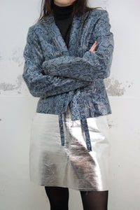 ♥︎ Blaue Schlangenmuster Lederjacke