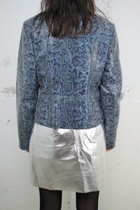 ♥︎ Blaue Schlangenmuster Lederjacke
