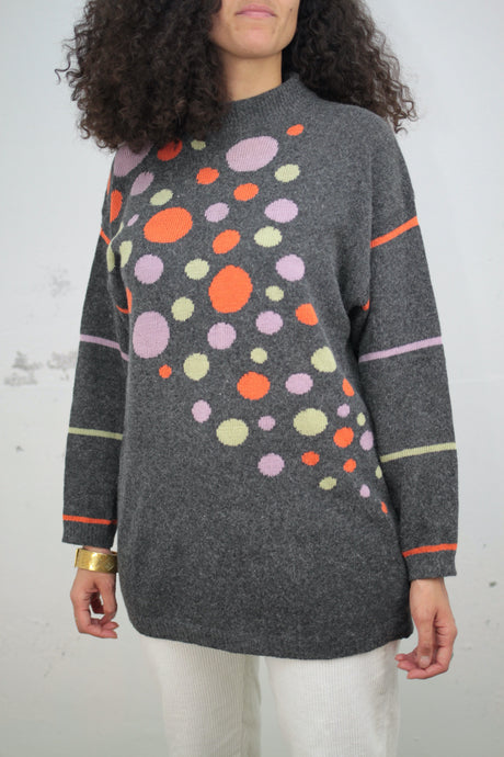 Pullover mit farbigen Kreisen (Vintage)