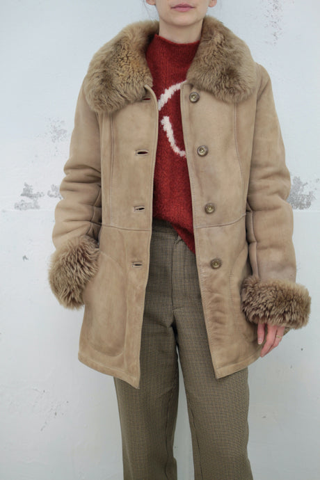 Wildleder Lammfell-Mantel (Vintage)