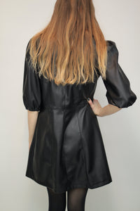 Puff-Ärmel Kunstleiderkleid