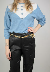 Blau-weisser 80er Pullover (Vintage)