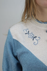 Blau-weisser 80er Pullover (Vintage)