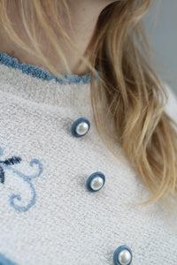 Blau-weisser 80er Pullover (Vintage)