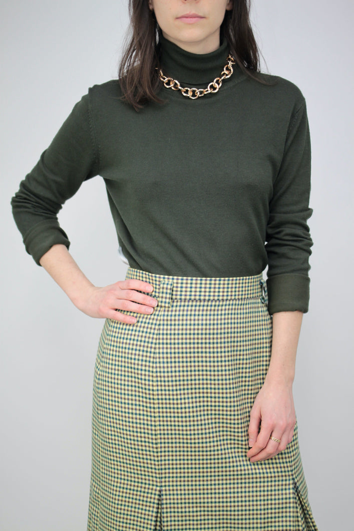 Khaki Rollkragen-Pullover