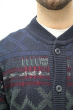 Laden Sie das Bild in den Galerie-Viewer, Blauer gemusterter Cardigan (Vintage)