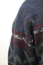 Laden Sie das Bild in den Galerie-Viewer, Blauer gemusterter Cardigan (Vintage)
