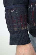 Laden Sie das Bild in den Galerie-Viewer, Blauer gemusterter Cardigan (Vintage)