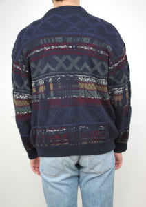 Blauer gemusterter Cardigan (Vintage)