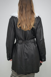 Schwarzer Mantel aus Lederimitat (Vintage)