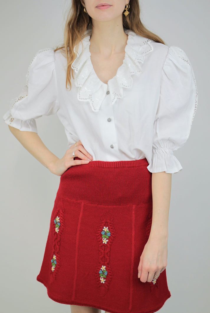 Weisse Bluse mit Puff-Ärmel (Vintage)
