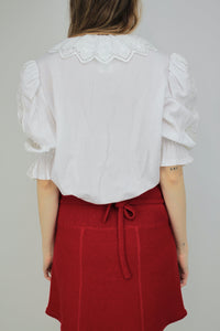 Weisse Bluse mit Puff-Ärmel (Vintage)