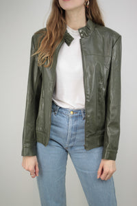 Khaki Y2k Kunslederjacke (Vintage)