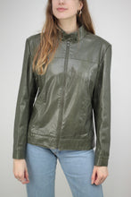 Laden Sie das Bild in den Galerie-Viewer, Khaki Y2k Kunslederjacke (Vintage)