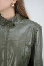 Laden Sie das Bild in den Galerie-Viewer, Khaki Y2k Kunslederjacke (Vintage)