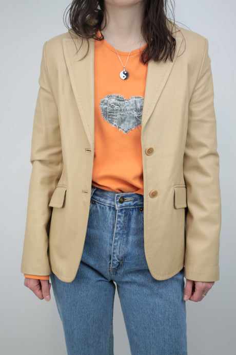 Beiger Lederblazer