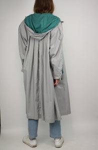Grauer Kapuzen-Trenchcoat (Vintage)