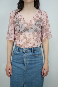 Kurzärmelig Blumenbluse (Vintage)