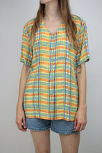Laden Sie das Bild in den Galerie-Viewer, Karierte kurzärmelige Bluse (Vintage)