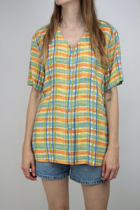 Karierte kurzärmelige Bluse (Vintage)