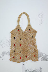 Netztasche mit Holzperlen