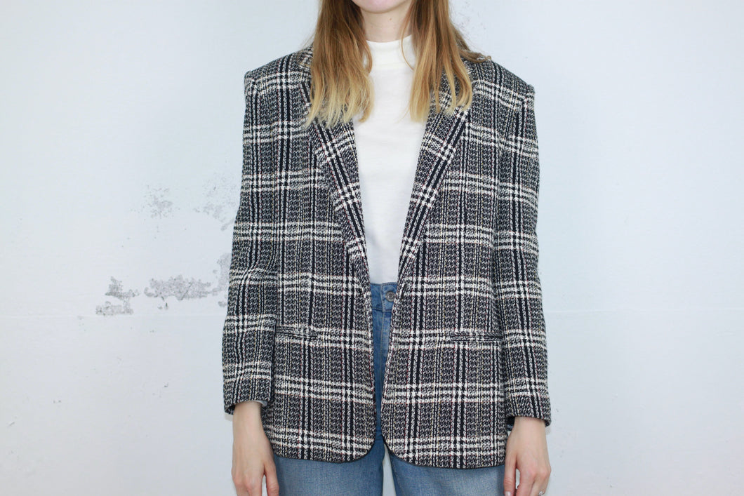 Karierter Blazer mit Schulterpolster