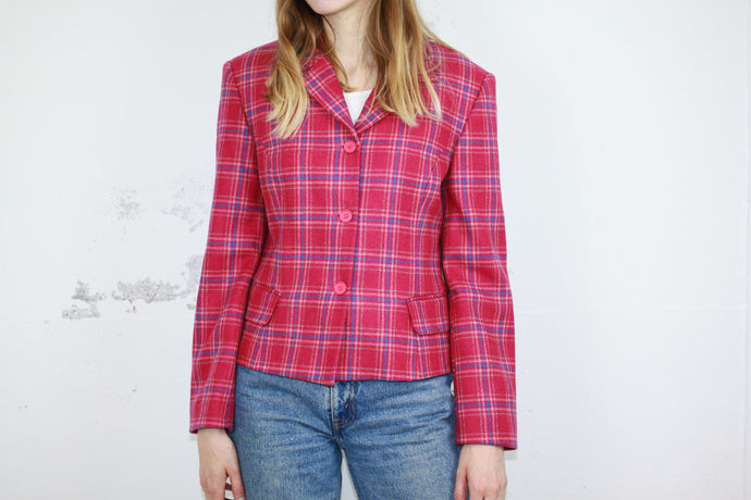 Karierter Wollblazer pink (Vintage)