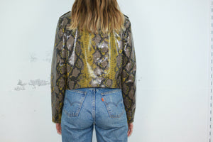 Schlangenmuster Kunstlederjacke