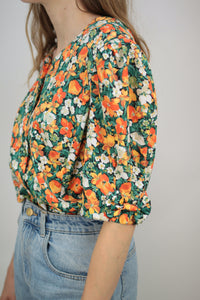 Blumenbluse mit Schleife (Vintage)