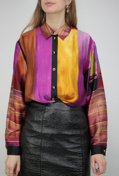 Mehrfarbige Seidenbluse (Vintage)