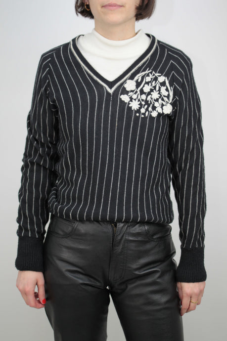 Bestickter feiner Strickpullover (Vintage)