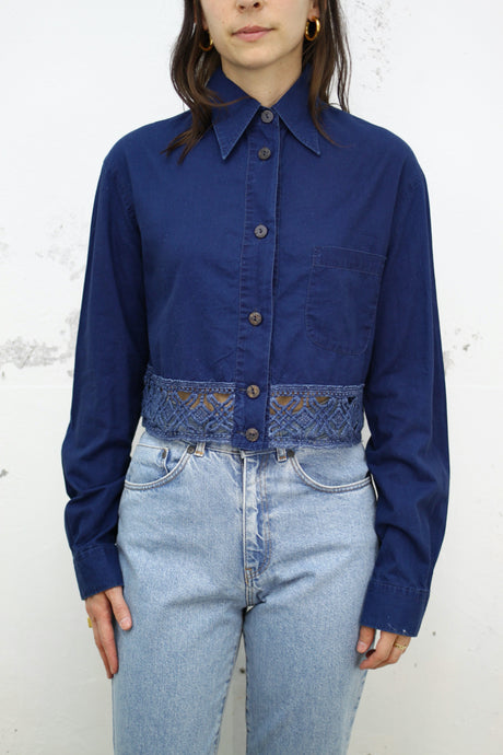 🙂 Crop-Bluse mit Spitze (Vintage)