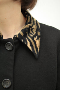 Blazer mit Tiger-Faux-Fur Kragen