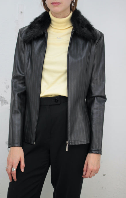 Gestreifter Kunstlederblazer (Vintage)