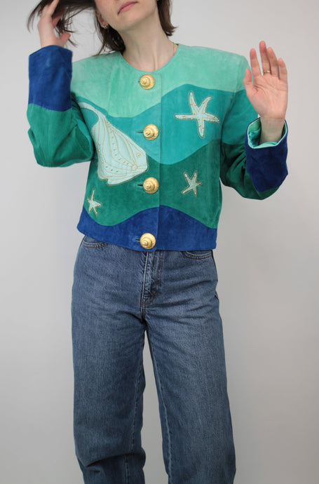 Türkis Lederblazer (Vintage)
