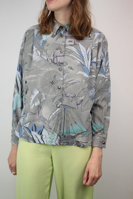 Gemusterte Seidenbluse (Vintage)