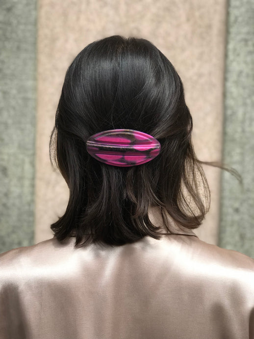 Haarspange pink-gold-schwarz (Vintage)
