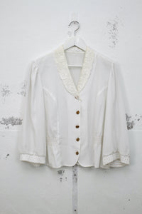 Weisse Bluse mit Spitzenkragen (Vintage)