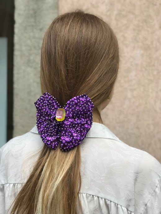 Haarspange Schleife mit Pailletten